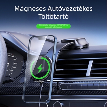 Új autós Magsafe15W erős mágneses vezeték nélküli töltő nagykereskedelem, navigációs konzolhoz alkalmas Qi gyorstöltés nagykereskedelem