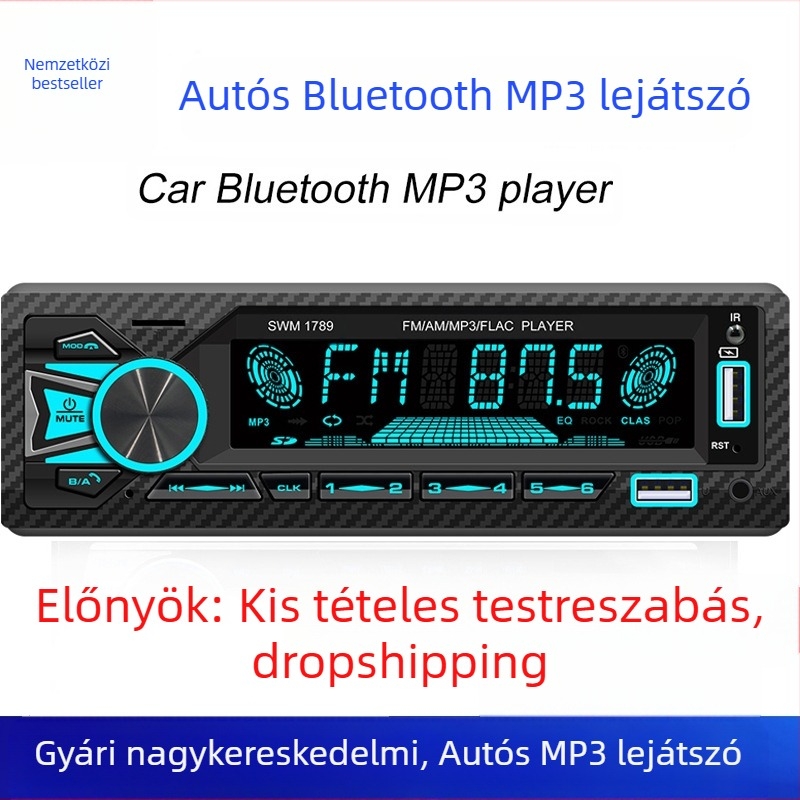 Határokon átnyúló autós MP3 rádió autós plug-in kártya USB intelligens Bluetooth veszteségmentes zenelejátszó autós MP3 lejátszó