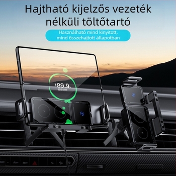 Összecsukható képernyős mobiltelefon-tartó autóba 2025 új vezeték nélküli töltés Huawei X5-höz Samsung fix navigációs konzol
