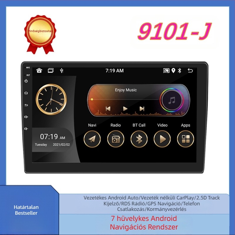 9/10 hüvelykes Android autós GPS navigáció Bluetooth mobiltelefon-csatlakozás autós MP5 lejátszó Vezeték nélküli CarPlay