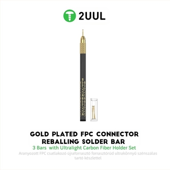 2Uul forrasztótű készlet beépített tartóval, tiszta réz, aranyozott, gyors ónozás és ónbevonat, könnyű szénszálas nyélkészlet