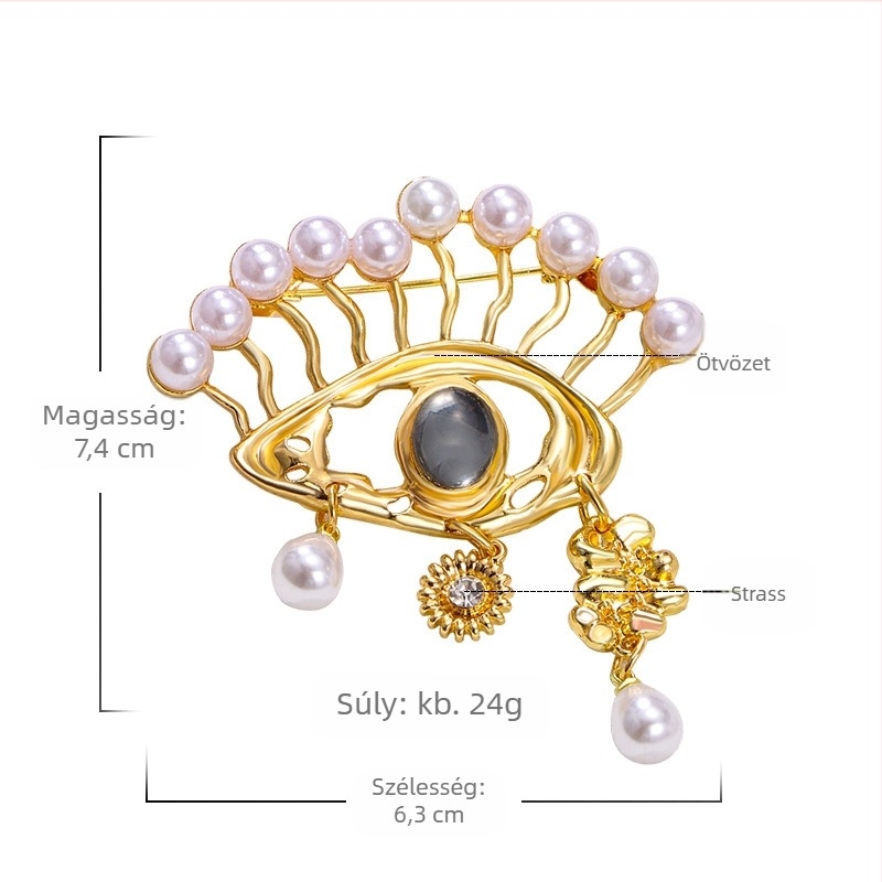 Ördögszem medál bross, luxus női túlzó Herus szem virágdísz tejes tea nővér ugyanazon bross