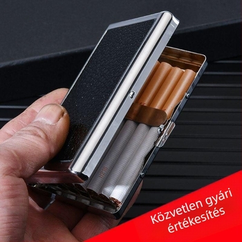 Határokon átnyúló népszerű rozsdamentes acél vas cigarettadoboz vastag, közepes és vékony univerzális kétoldalas bőr nedvességálló és nyomásálló hordozható cigarettadoboz
