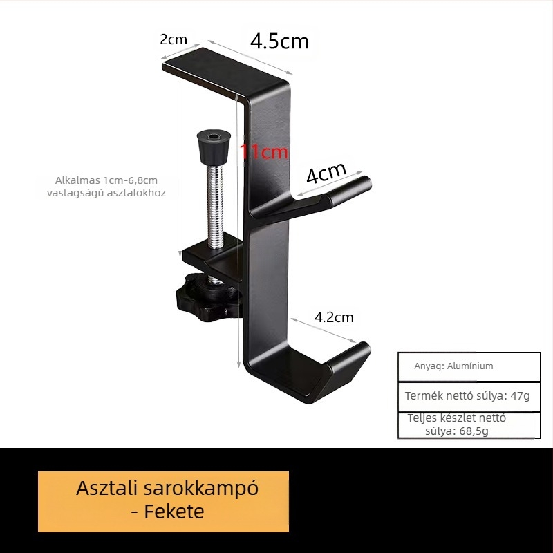 Nagykereskedelmi raktáron lévő hátizsák akasztók diákasztalokhoz, oldalra akasztható táskák, ragasztó nélkül, levehető, mobil asztaloldali egyetlen akasztó