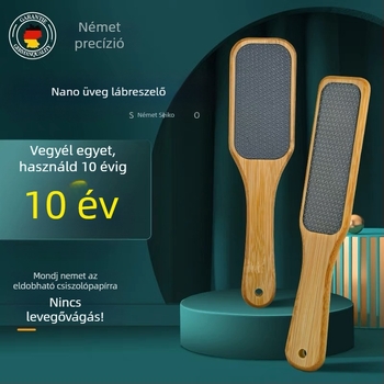 Határokon átnyúló fa nyéllel ellátott nano üvegreszelő lábreszelő az elhalt bőrkeményedések eltávolítására, pedikűr eszköz, körömágybőrreszelő, lábcsiszoló kő
