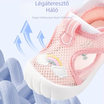 Baba szandálok lányoknak, nyári túracipők 0-1-2-3 éves gyermekeknek, csúszásgátló, puha talpú hálós cipő fiúknak, lábvédelem a járástanuláshoz