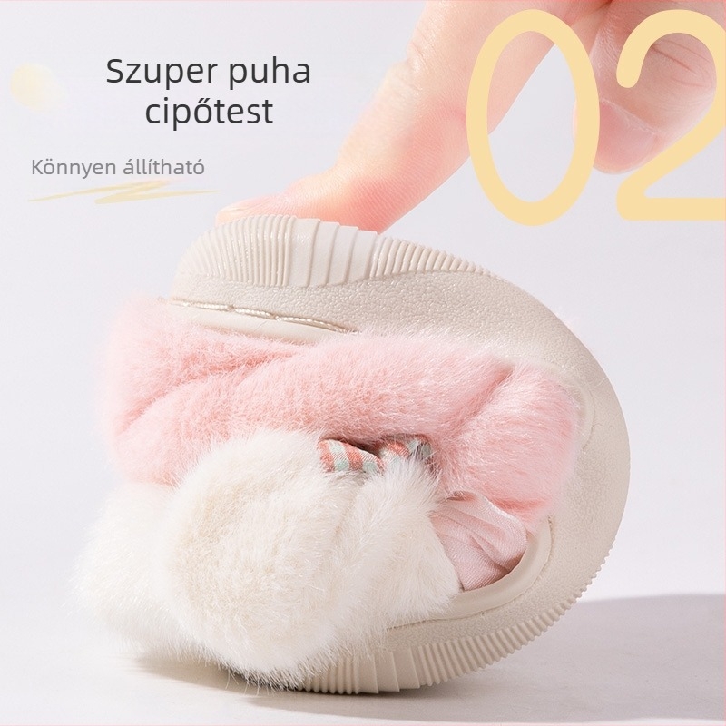 Téli nagykereskedelmi rajzfilm gyerekeknek íjjal nyúl pamut cipők gyerekeknek baba beltéri táska meleg otthoni pamut papuccsal