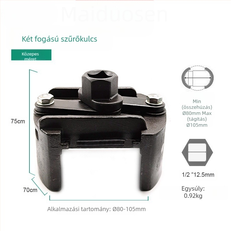 A gyártók kétpofás gépi szűrőkulcsot, német U alakú kulcsot, olajszűrő kulcsot szállítanak.