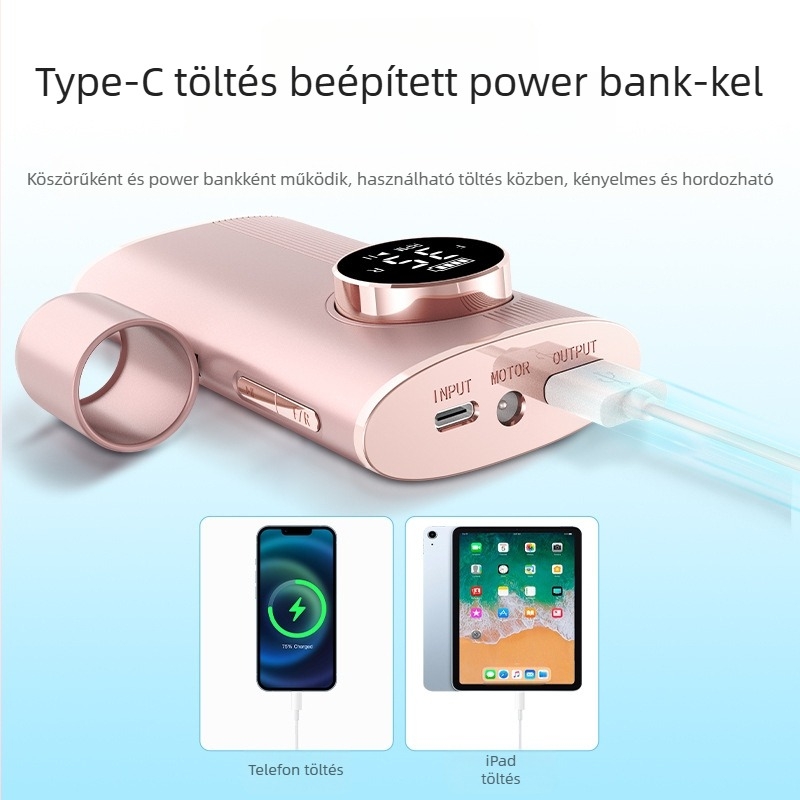 Power Bank körömlakkoló, többfunkciós, körömlakk polírozására és eltávolítására, valamint az elhalt hámsejtek eltávolítására, újratölthető, hordozható, többfunkciós manikűreszköz