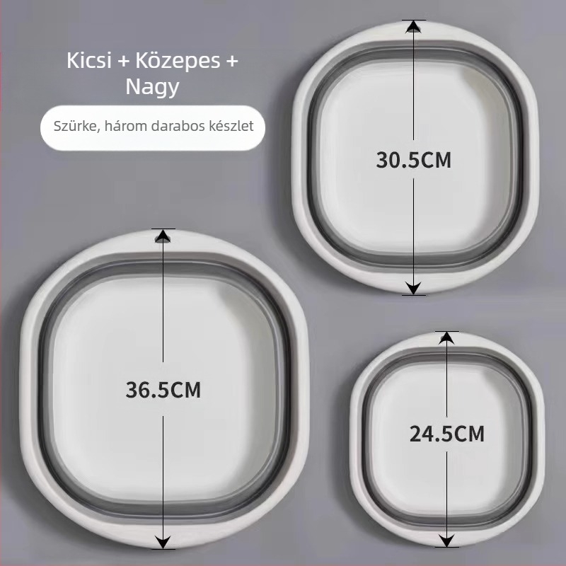 Hordozható szilikon összecsukható mosdó, nagy, vastagított zöldségmosó, diákkollégiumi műanyag lábmosó, arcmosó, többcélú mosdó