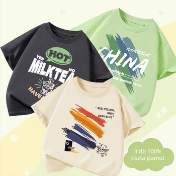 Fiú pamut nyári ruhák Baba mintás rövid ujjú gyermek nyári ruha stylist fiú divatos új kerek nyakú póló