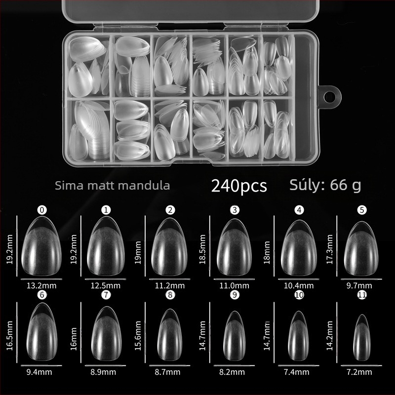 Körömlakk összecsukható, varratmentes körömlemez fényes, matt, ultravékony hosszabbítású műköröm folt 240 darabos dobozos körömlemez