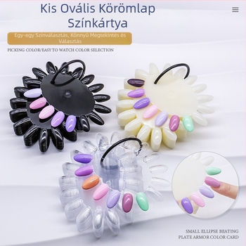 Körömművészeti ovális körömforma színkártya Körömművészeti munkagyakorlat-kiállító tábla 16 színben Kis ovális színkártya Körömművészeti színtábla