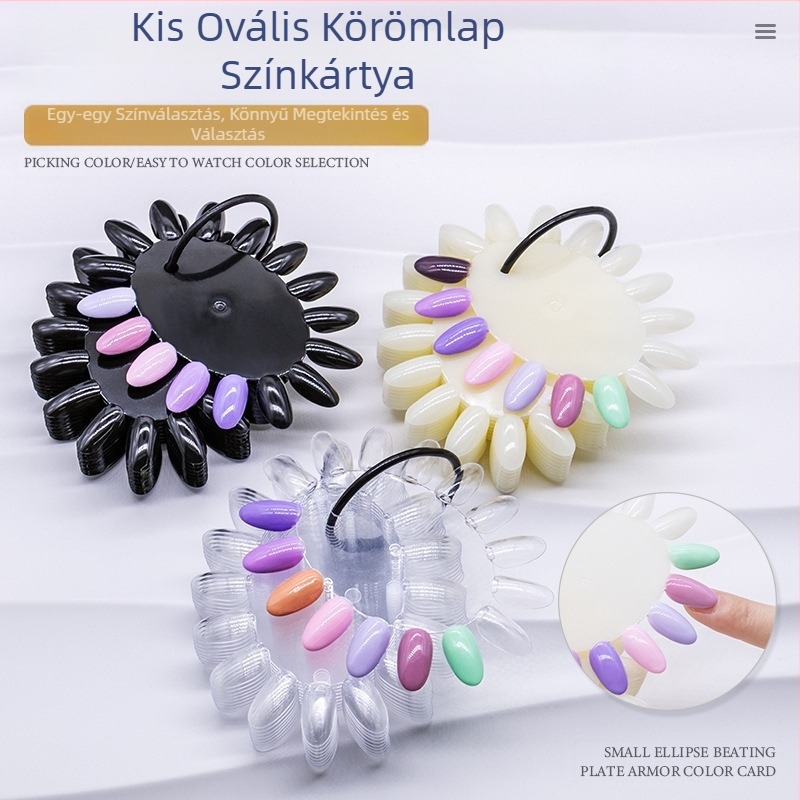 Körömművészeti ovális körömforma színkártya Körömművészeti munkagyakorlat-kiállító tábla 16 színben Kis ovális színkártya Körömművészeti színtábla