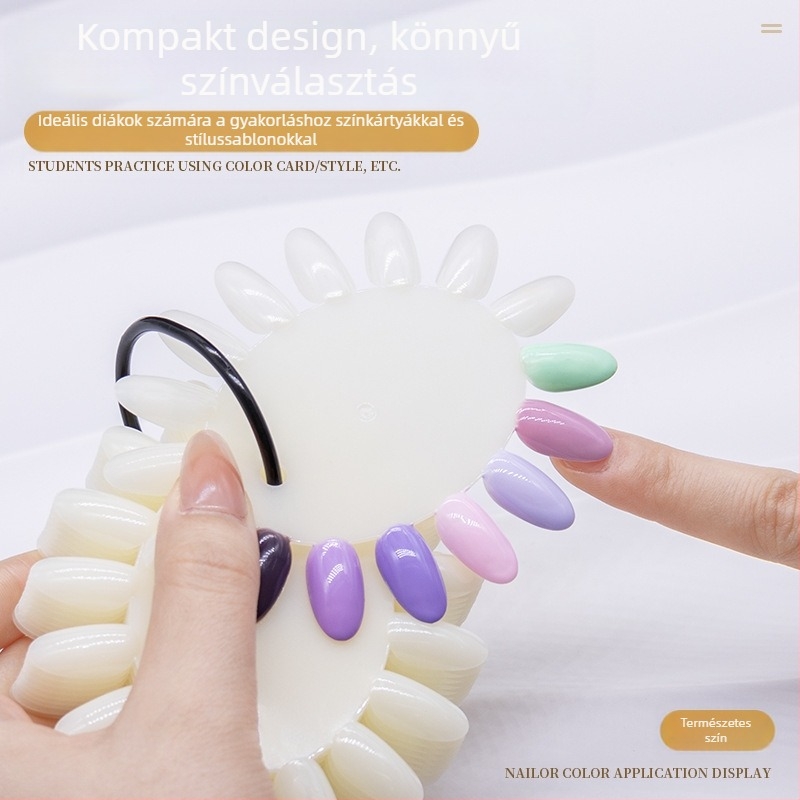 Körömművészeti ovális körömforma színkártya Körömművészeti munkagyakorlat-kiállító tábla 16 színben Kis ovális színkártya Körömművészeti színtábla
