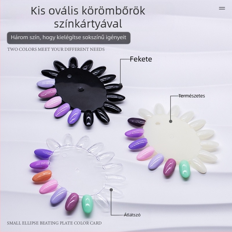 Körömművészeti ovális körömforma színkártya Körömművészeti munkagyakorlat-kiállító tábla 16 színben Kis ovális színkártya Körömművészeti színtábla