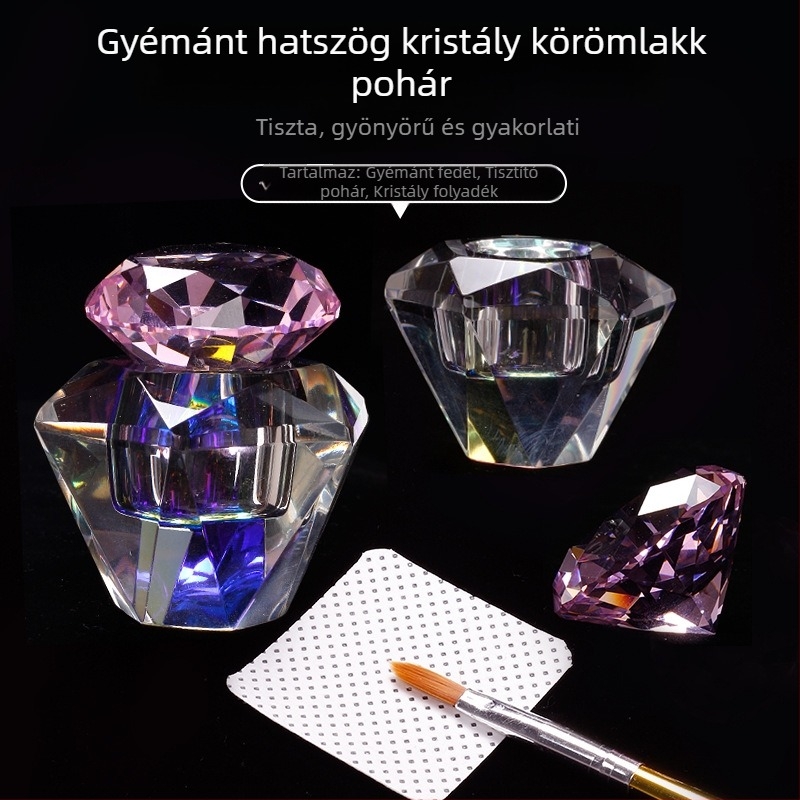 Kiváló minőségű gyémánt körömművészeti kristálypohár, kiváló, nagy áteresztőképességű gyémánt mágikus kristály folyékony toll mosópohár ékszertároló