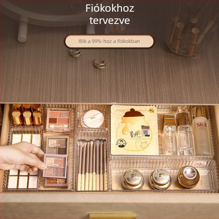 Kozmetikai kis doboz, rekeszes fésülködőasztal, bőrápoló, szemhéjfesték-tányér, irattartó doboz, beépített rúzsfiók, tárolódoboz
