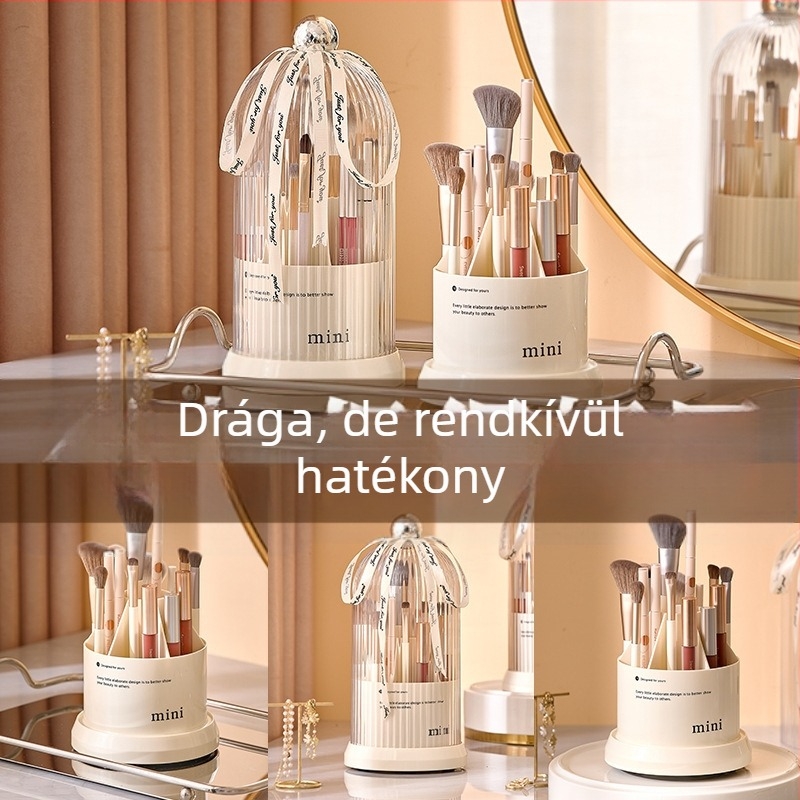 Forgatható kozmetikai tárolódoboz, többrétegű szemöldöktoll-tároló henger, asztali fésülködőasztal, tolltartó, rúzs- és egyéb kellékek tárolóállványa