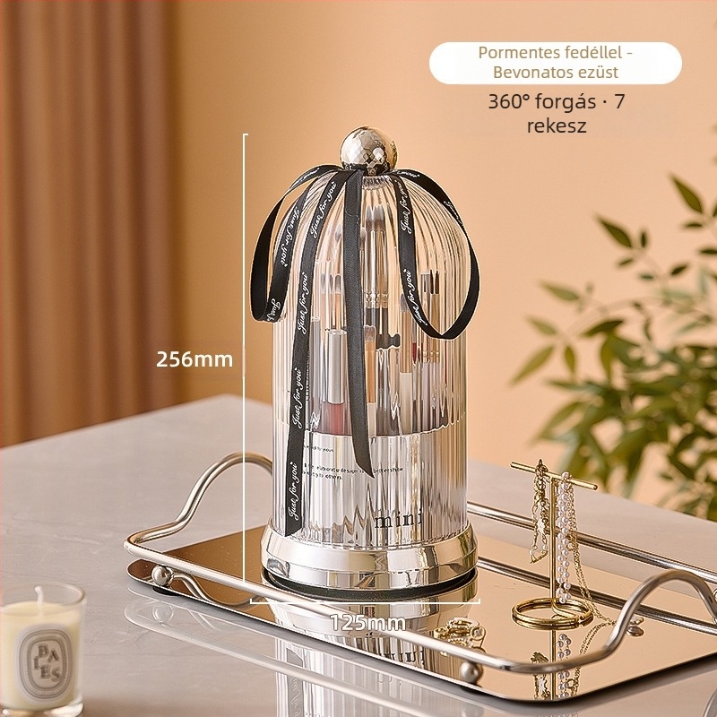 Forgatható kozmetikai tárolódoboz, többrétegű szemöldöktoll-tároló henger, asztali fésülködőasztal, tolltartó, rúzs- és egyéb kellékek tárolóállványa