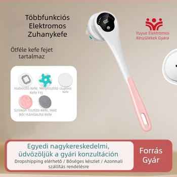 Határokon átnyúló elektromos fürdő- és zuhanykefe, vízálló, hosszú nyelű, sarokdörzsölő iszapfürdőkefe, öt az egyben elektromos forgó fürdőkefe