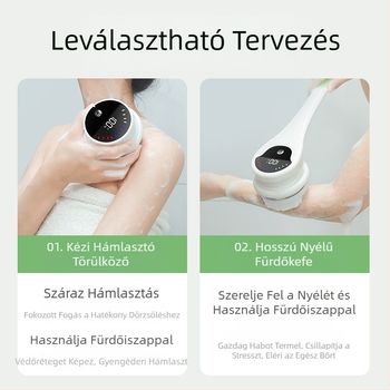 Határokon átnyúló elektromos fürdő- és zuhanykefe, vízálló, hosszú nyelű, sarokdörzsölő iszapfürdőkefe, öt az egyben elektromos forgó fürdőkefe