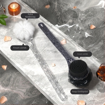 A fürdőkefe hátdörzsöléséhez nem kell hosszú nyelű kefe, puha kefe, kétoldalas fürdőkefe, iszap a hamu eltávolításához, fürdőkefe hátulja