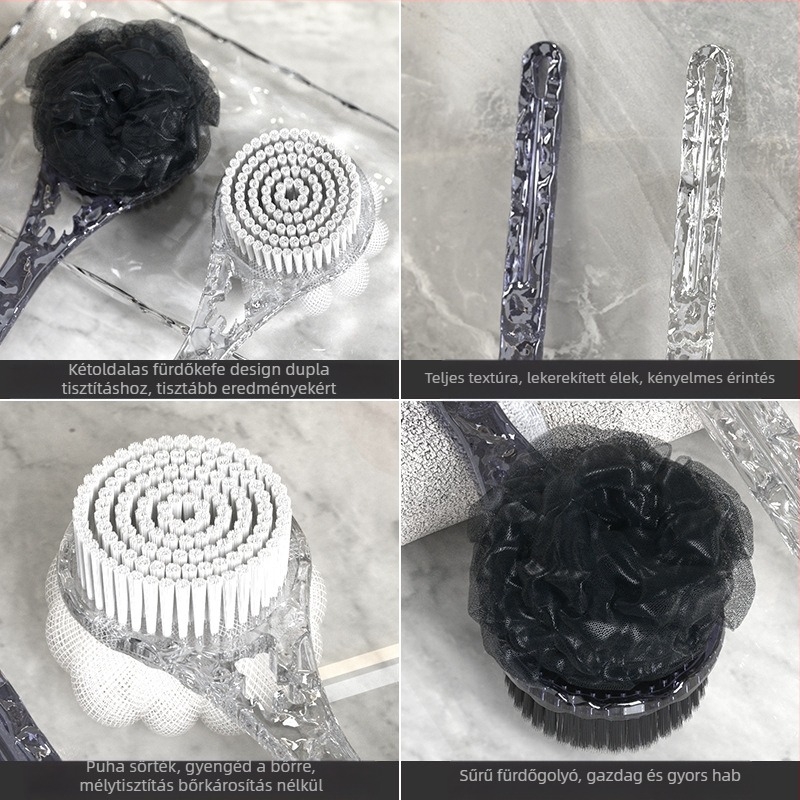A fürdőkefe hátdörzsöléséhez nem kell hosszú nyelű kefe, puha kefe, kétoldalas fürdőkefe, iszap a hamu eltávolításához, fürdőkefe hátulja