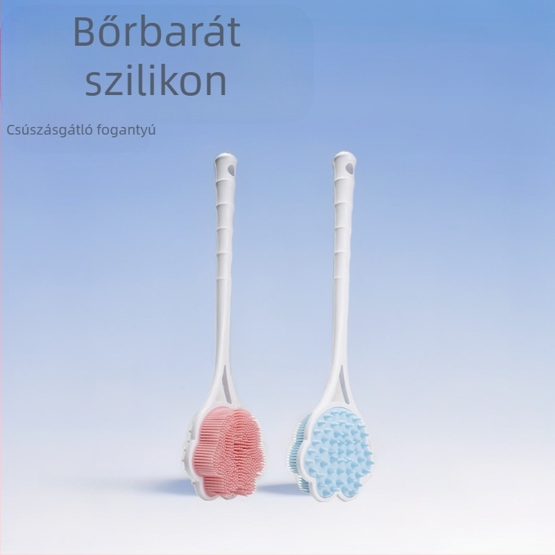 Határokon átnyúló aranyos medvemancs fürdő tárgy hosszú nyelű szilikon fürdőkefe hátul kétoldalas sampon masszázs fürdőkefe