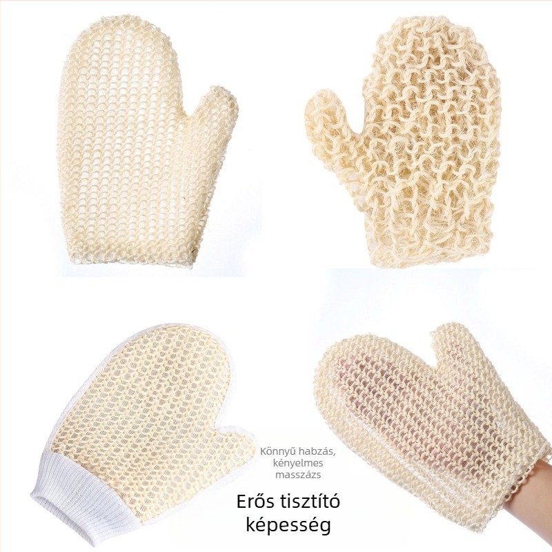 Szizálból szőtt fürdőkesztyűk Fürdő hát dörzsölés hüvelykujj kesztyű takarítás dörzsölés sár hámlasztó fürdőlepedő fürdőtörlő