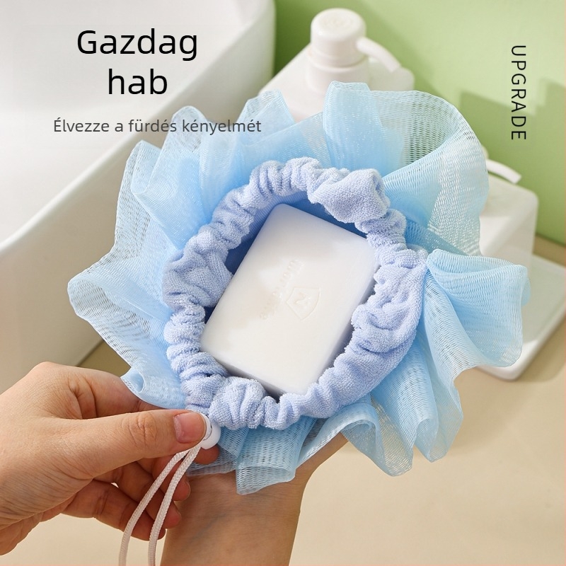Gyári közvetlen szállítás szappannal fürdőbe dörzsölhető fürdő habfürdőgolyó felakasztható puha, nedvszívó habzó háló