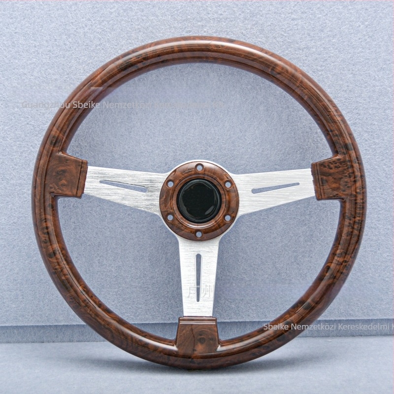 Határokon átnyúló, népszerű autómódosítás 14 hüvelykes őszibarackfa kormánykerék ABS Retro lapos logó nélküli univerzális módosítás