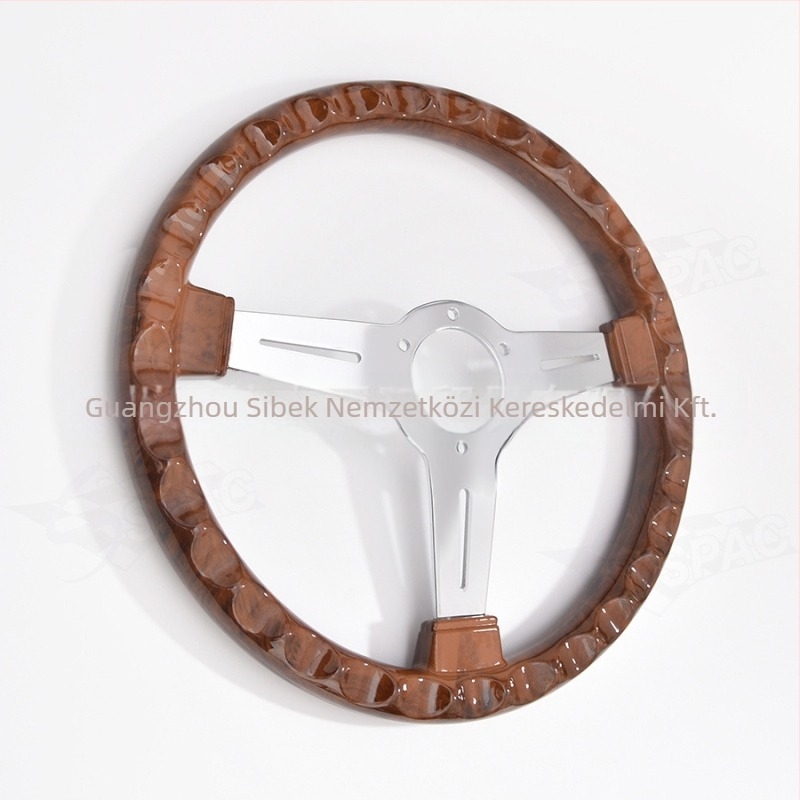 Határokon átnyúló, népszerű autómódosítás 14 hüvelykes őszibarackfa kormánykerék ABS Retro lapos logó nélküli univerzális módosítás