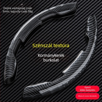 Autó kormánykerék dekoratív védőburkolat szénszálas mintázatú markolatburkolat autó sportkormány