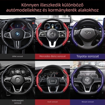 Autó kormánykerék dekoratív védőburkolat szénszálas mintázatú markolatburkolat autó sportkormány