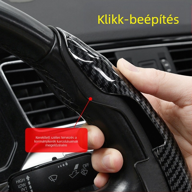 Autó kormánykerék dekoratív védőburkolat szénszálas mintázatú markolatburkolat autó sportkormány