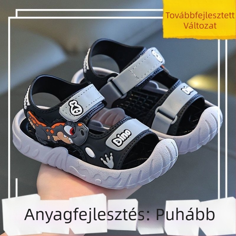 Új gyerek szandálok fiúknak 2025 nyári új kis középiskolás diákoknak puha talpú csúszásgátló strandcipők divatos gyerekeknek