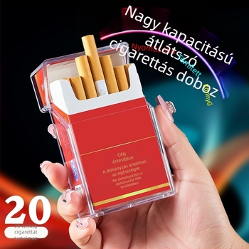 HB209B átlátszó, színátmenetes cigarettatartó 20 ABS műanyag nyomásálló, nedvességálló, felhajtható, vékony, hordozható cigarettatartó