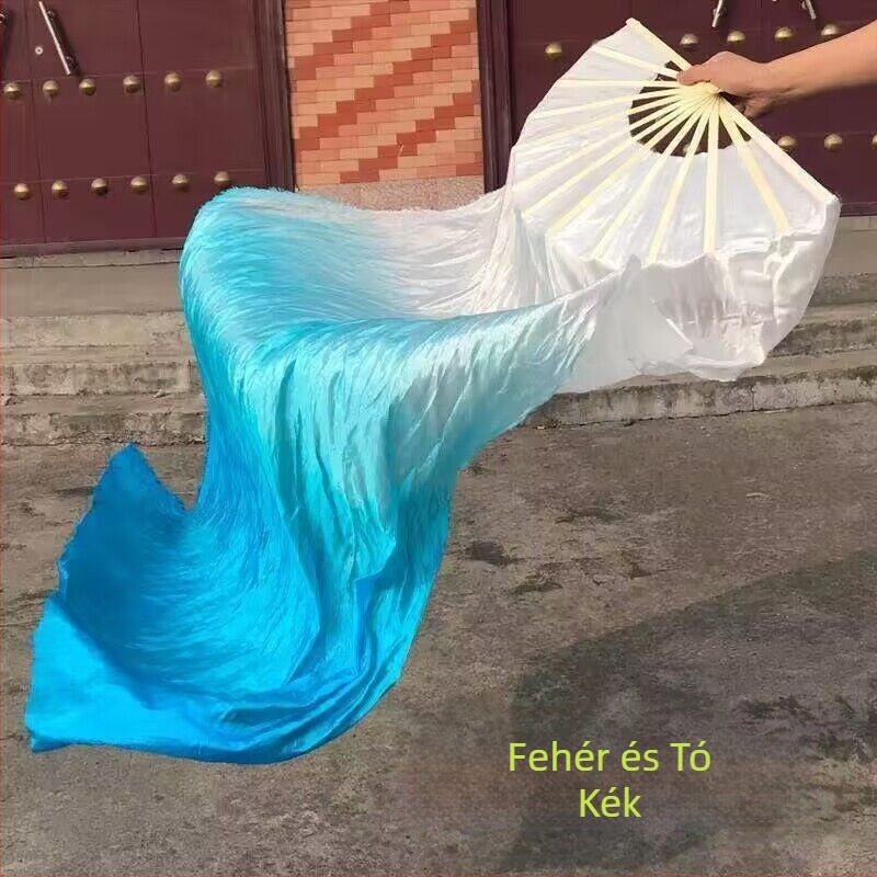 Ólomselyem játék tánc legyező tánc legyező koi másolat legyező klasszikus tánc hosszú legyező antik színátmenetes hosszú selyem vastag legyező