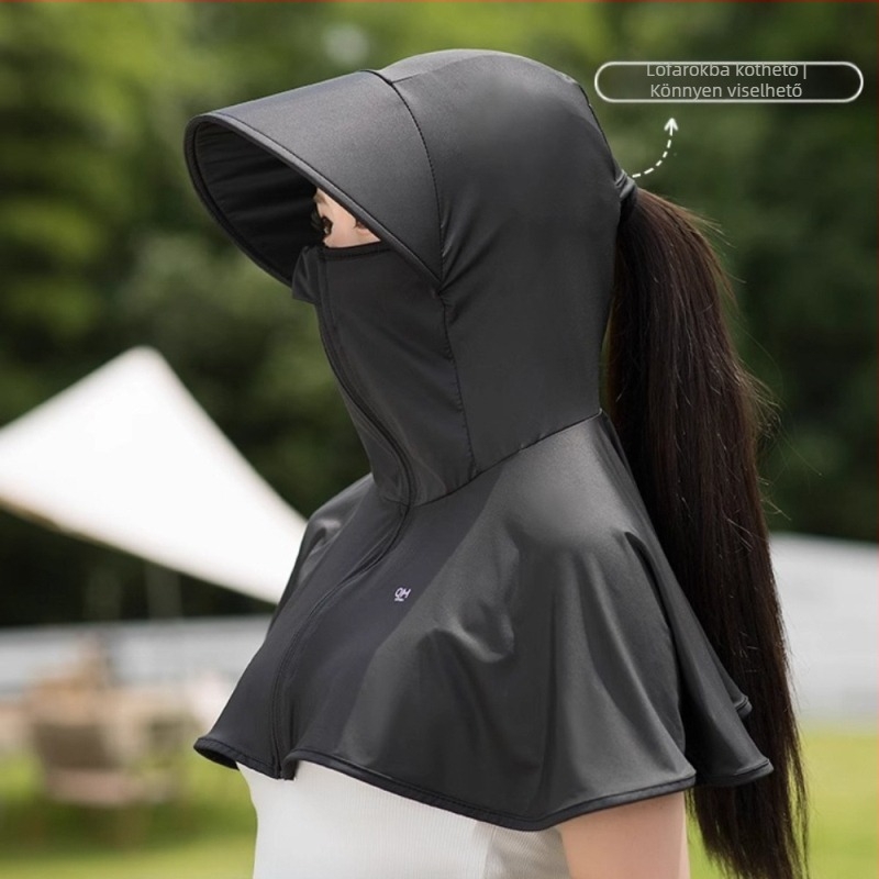 Tavaszi és nyári UPF50 ultraibolya sugárzás elleni nyakmaszk, női divatos, mindenhez illő, kendővel és napellenzővel.