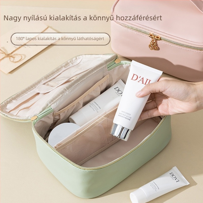 Határokon átnyúló új PU kozmetikai táska kozmetikai tárolótáska utazó hordozható mosdótáska nagy kapacitású, színes kozmetikai táska