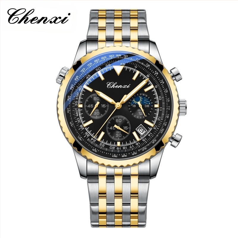 Chenxi férfi karóra divatos multifunkcionális karóra férfi kvarcóra világító vízálló gyártó nagykereskedelem határokon átnyúló