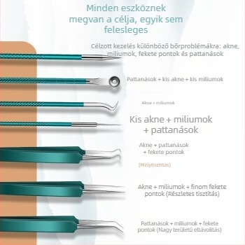 Akne tűs mitesszernyomó pattanás eltávolító eszköz pattanáspiszkáló tűs pattanás eltávolító mitesszernyomó pattanás szépségápolás
