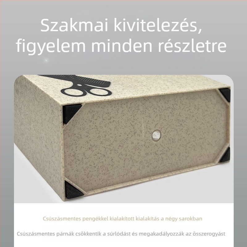 Haj- és körömápolási eszközök, műanyag tárolódoboz, fodrászat, fodrászüzlet, fodrász, kreatív asztali olló, foglalat