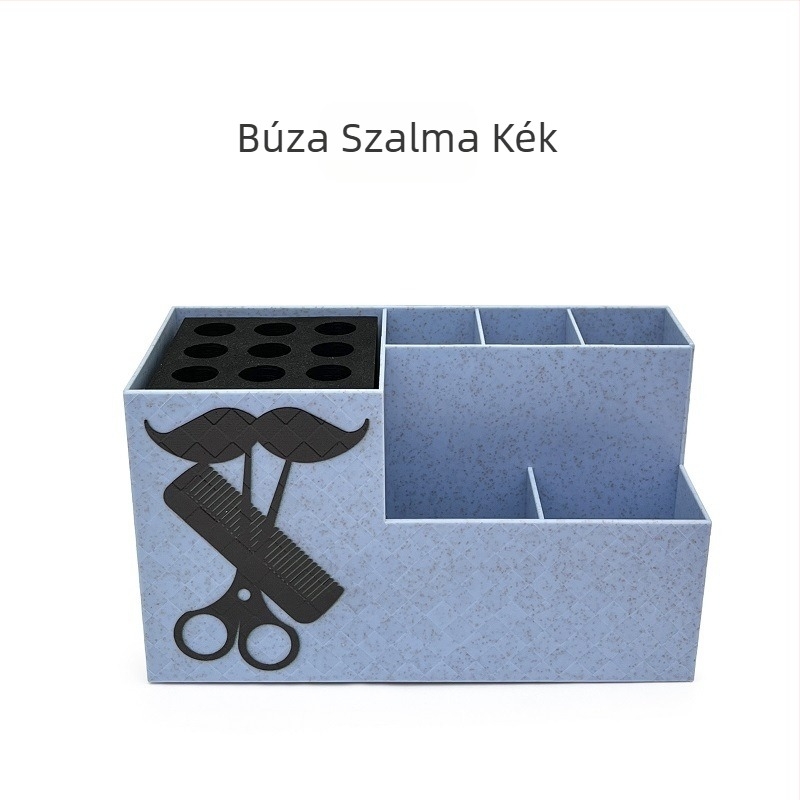 Haj- és körömápolási eszközök, műanyag tárolódoboz, fodrászat, fodrászüzlet, fodrász, kreatív asztali olló, foglalat