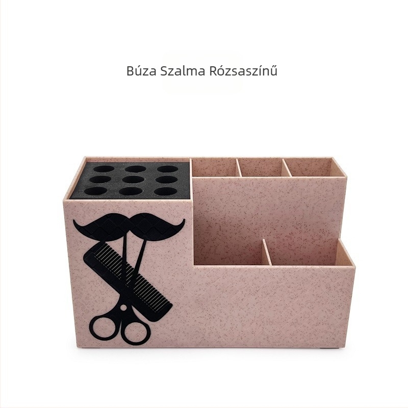 Haj- és körömápolási eszközök, műanyag tárolódoboz, fodrászat, fodrászüzlet, fodrász, kreatív asztali olló, foglalat