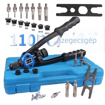 M3-M12 menetes anya szegecselőgép szegecs szerelvények 300 darabos kézi szegecselőgép/szegecselő pisztoly anya szerszám