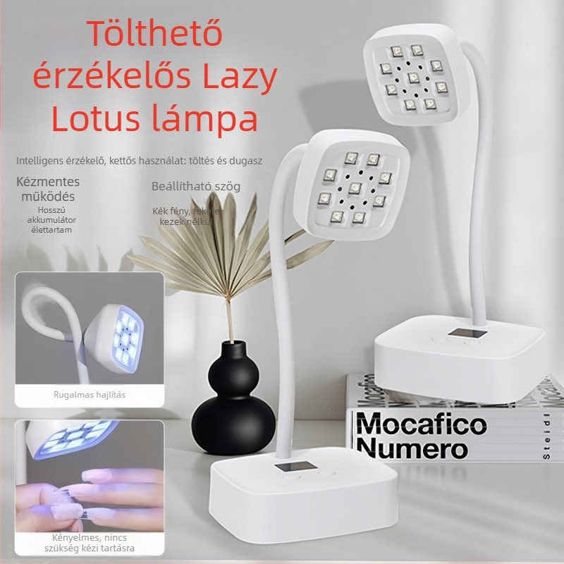 Asztali energiatárolós körömlakk Lotus lámpa intelligens érzékelővel, kijelzővel, UV-kötő lámpával, gyorsan száradó körömsütő lámpával
