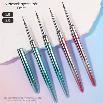Új színátmenetes nercszőr körömtoll horogvonallal, elkenődés festett fém akvarell toll körömbolt akvarell speciális eszköz