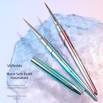 Új színátmenetes nercszőr körömtoll horogvonallal, elkenődés festett fém akvarell toll körömbolt akvarell speciális eszköz